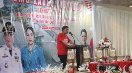 Walikota Ambon Bodewin Wattimena memberikan sambutan pada acara Temu Kader Posyandu se-Kota Ambon (Foto:SS)