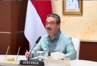 Gubernur Maluku Hendrik Lewerissa dalam pembukaan Training Raya HMI secara daring dari Jakarta (Foto: Dok.Malukuprov)