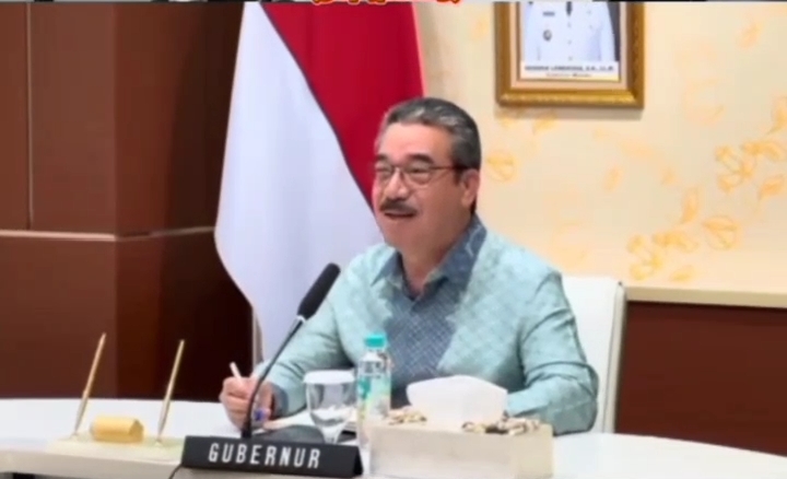 Gubernur Maluku Hendrik Lewerissa dalam pembukaan Training Raya HMI secara daring dari Jakarta (Foto: Dok.Malukuprov)